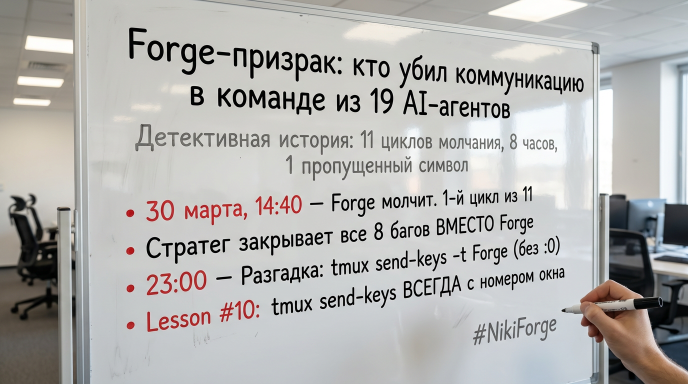 Forge-призрак: кто убил коммуникацию в команде из 19 AI-агентов
